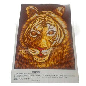 Wild Tiger Fabric Panel Time by Wesco Reltex Safari Animal Craft Vintage Sewing